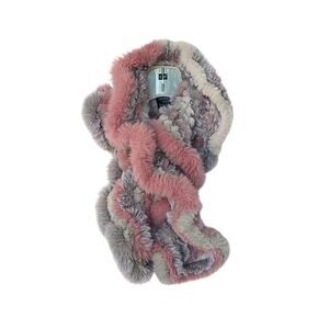 Park City Pull Through Faux Fur Scarf - Pink & Grey